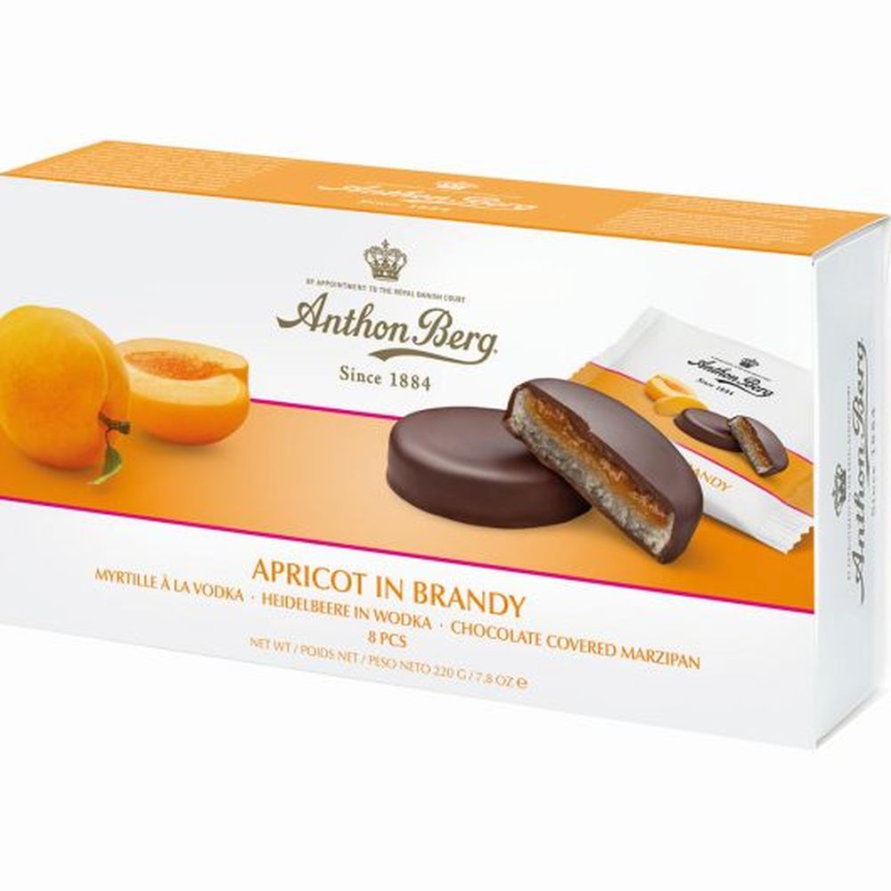 ANTHON BERG Apricot in Brandy Marzipan Chocolates 220g