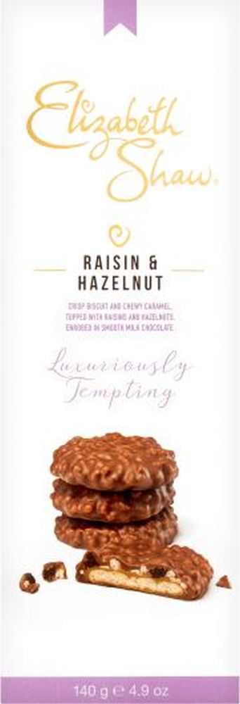 ELIZABETH SHAW Milk Chocolate Raisin & Hazelnut Biscs 140g