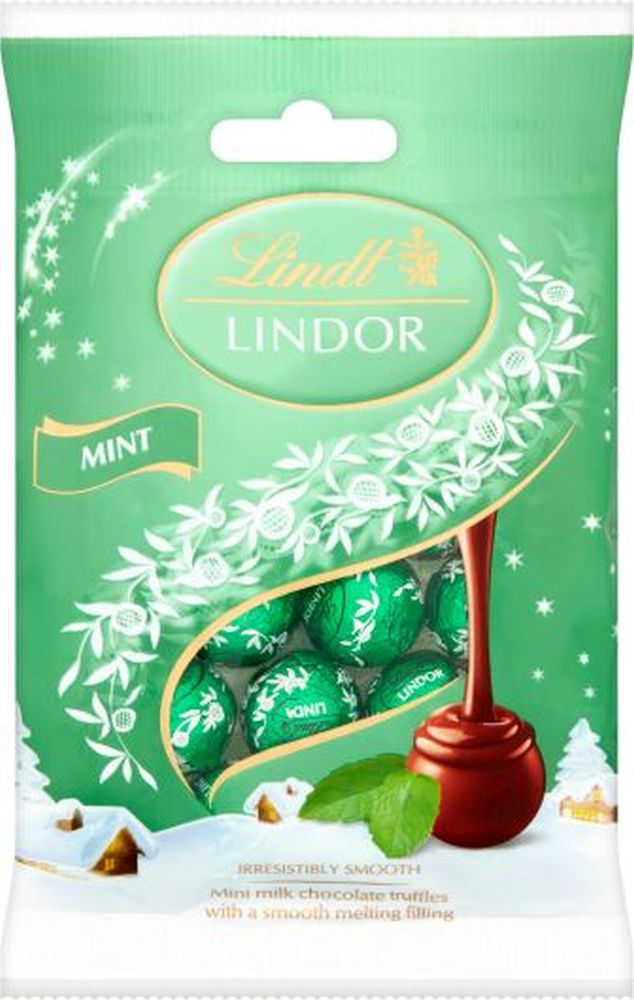 LINDT Lindor Mini Mint Truffles Bag 80g