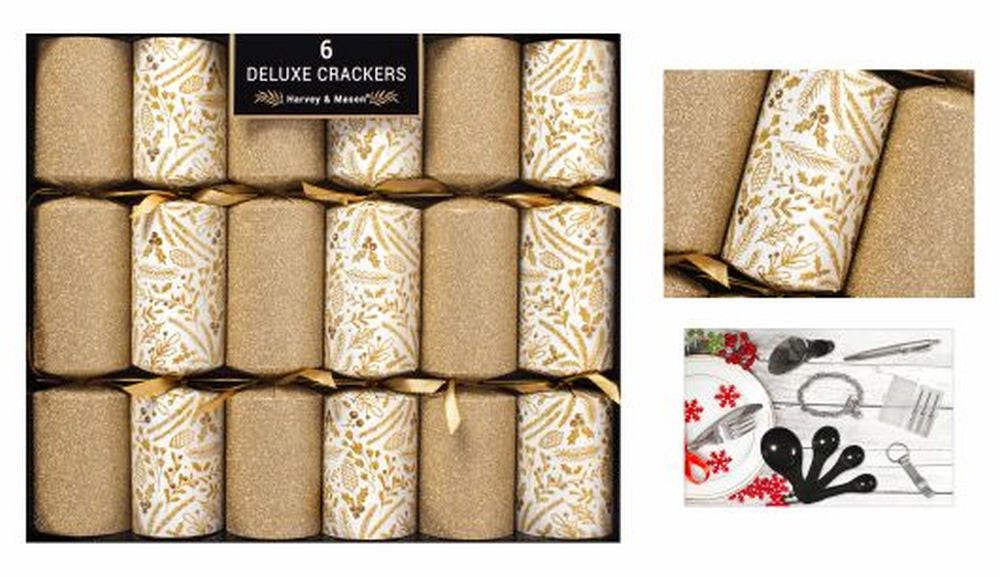 6 DELUXE GOLD FOLIAGE 13.5" CRACKERS