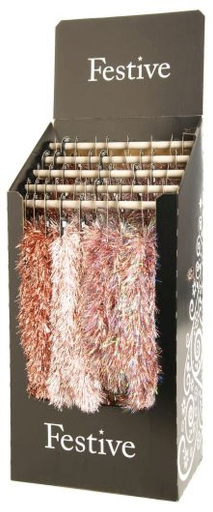 200cm x 15cm rose gold tinsel