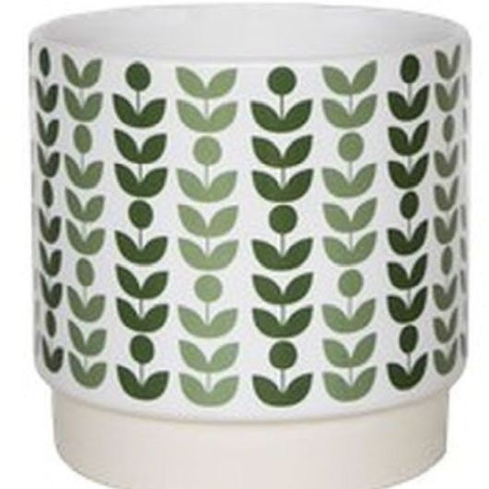 Retro Floral Pot Green H7Cm D7Cm