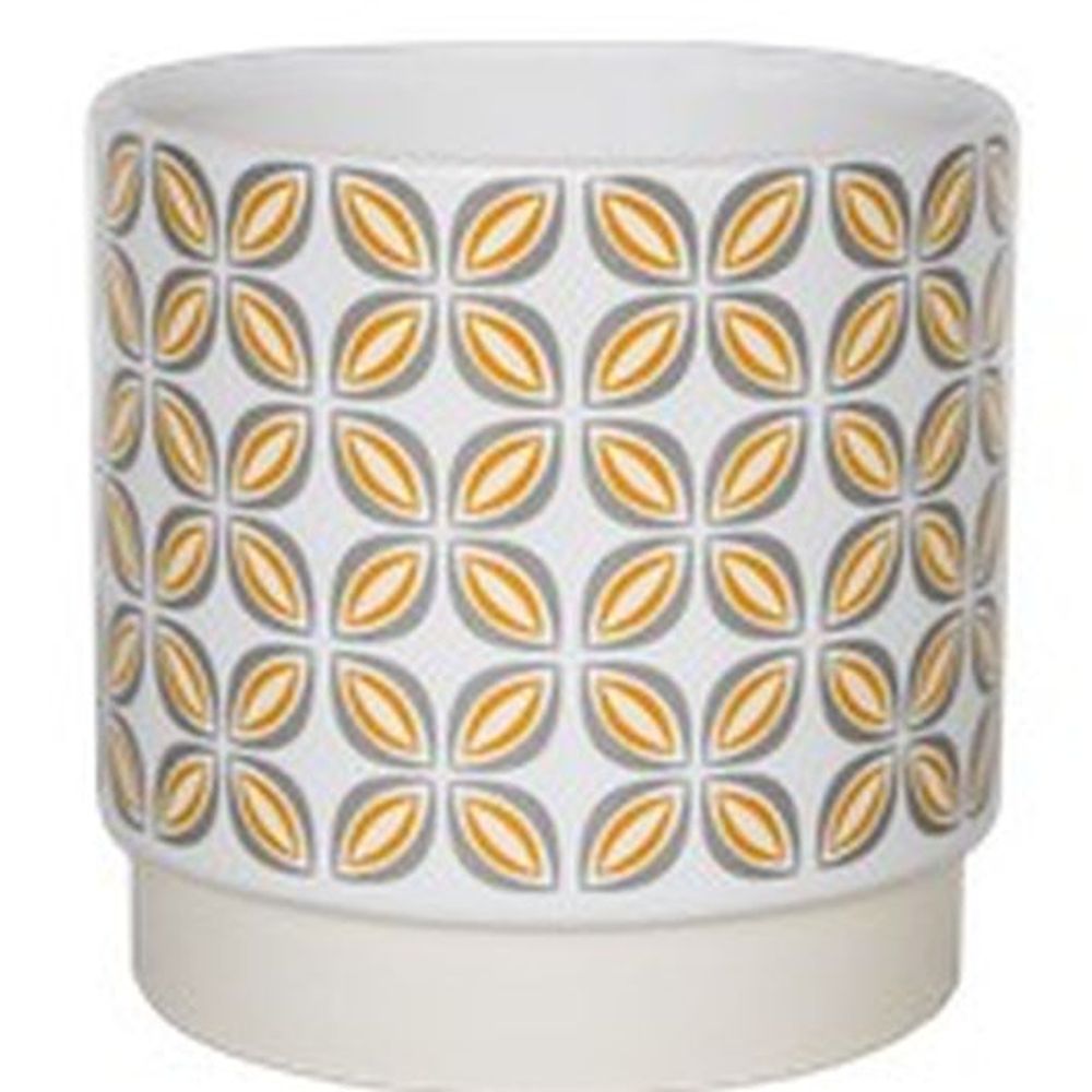 Retro Geometric Pot Mustard H10Cm D10Cm