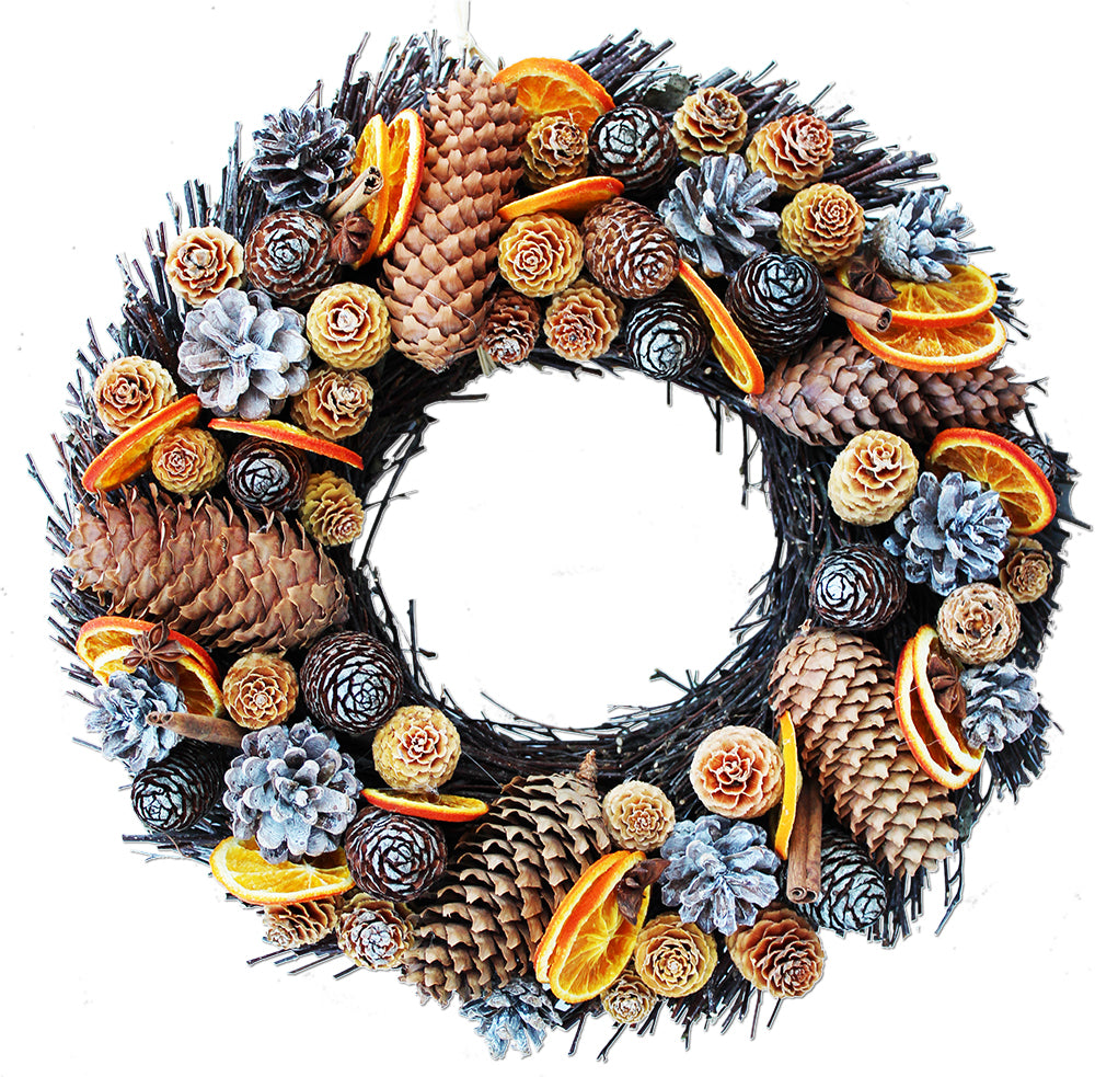 Cone and Orange Twig Circle - 25cm