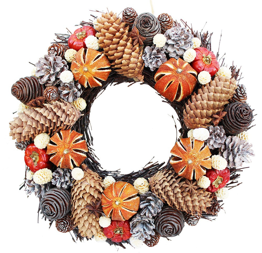 Winter Cone Round Wreath - 25cm