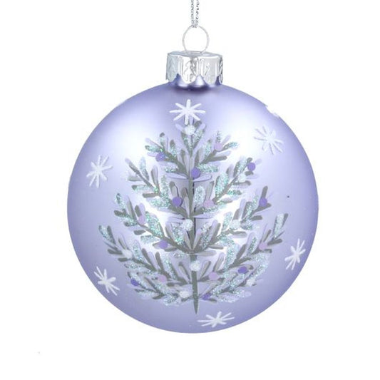 Matt  Lilac Glass Ball w Silver Tree