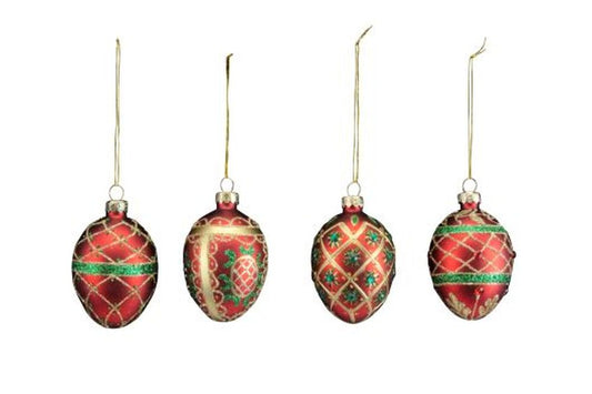 Red/Green/Gold Glass Egg Dec