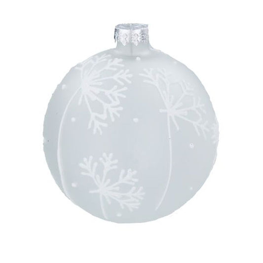 Opaque White Glass Ball w Snowflakes