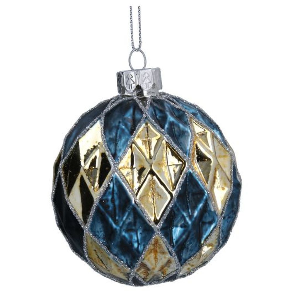 Blue/Gold Harlequin Glass Ball