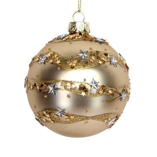 Matt Gold Glass Ball w 3-D Star Band
