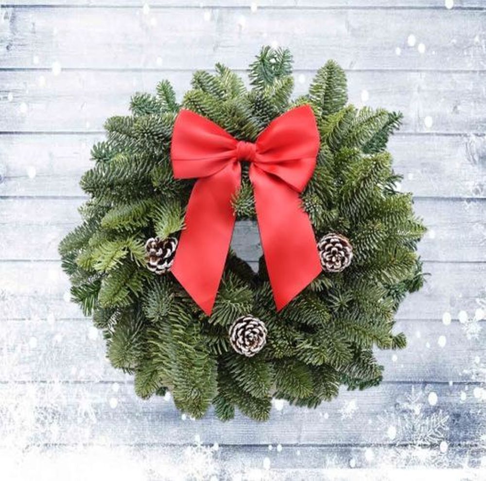 Classic Red with Cones Wreath 8 inch