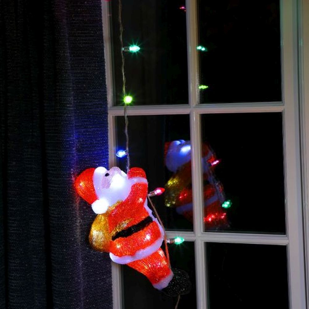 30CM ACRYLIC CLIMBING SANTA WITH LIGHT STRING
