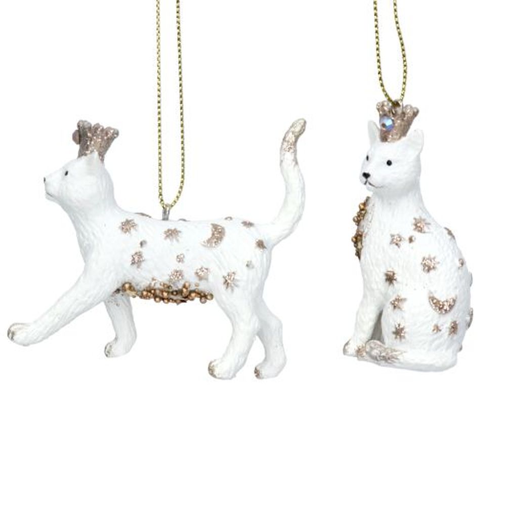 Cream/Gold Resin Cat Dec
