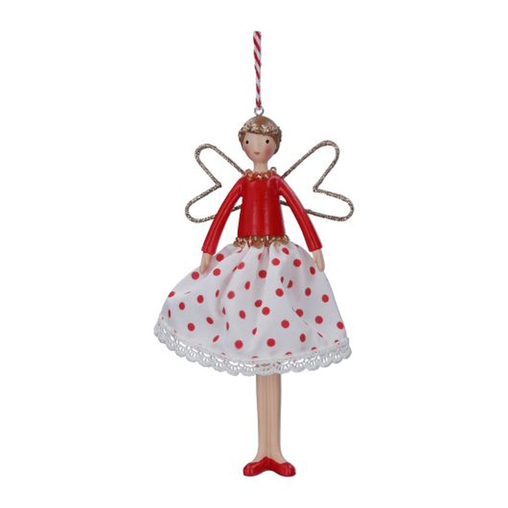Resin/Fabric Polka Dot Dress Fairy Dec