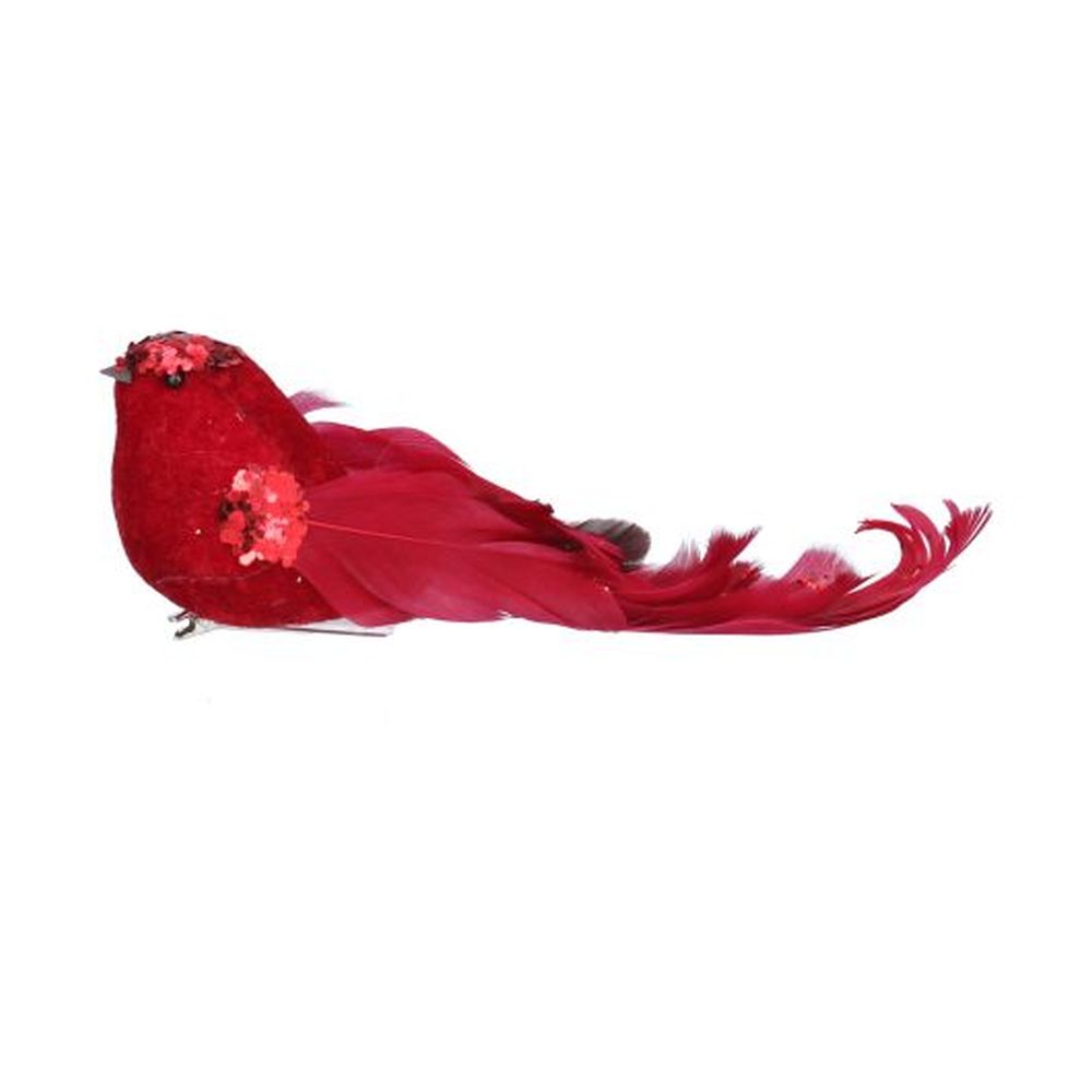 Red Fabric/Glitter Bird Clip