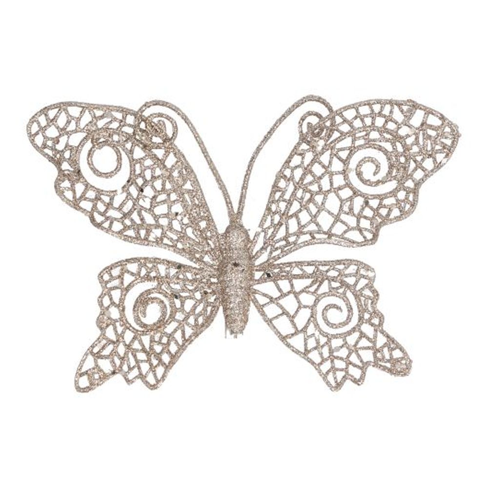 Pale Gold Glitter Mesh Butterfly Clip