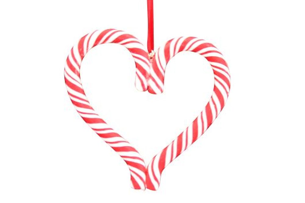 Acrylic Candy Cane Heart Dec - 10cm