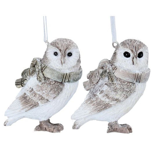 White/Brown Resin Owl Dec