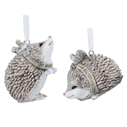 White/Brown Resin Hedgehog Dec