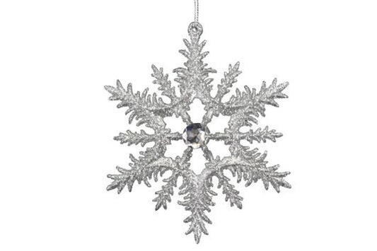 Silver Frosted Snowflake W Jewel 14cm