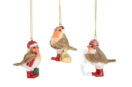 Resin Robin w Santa Hat/Boots Dec