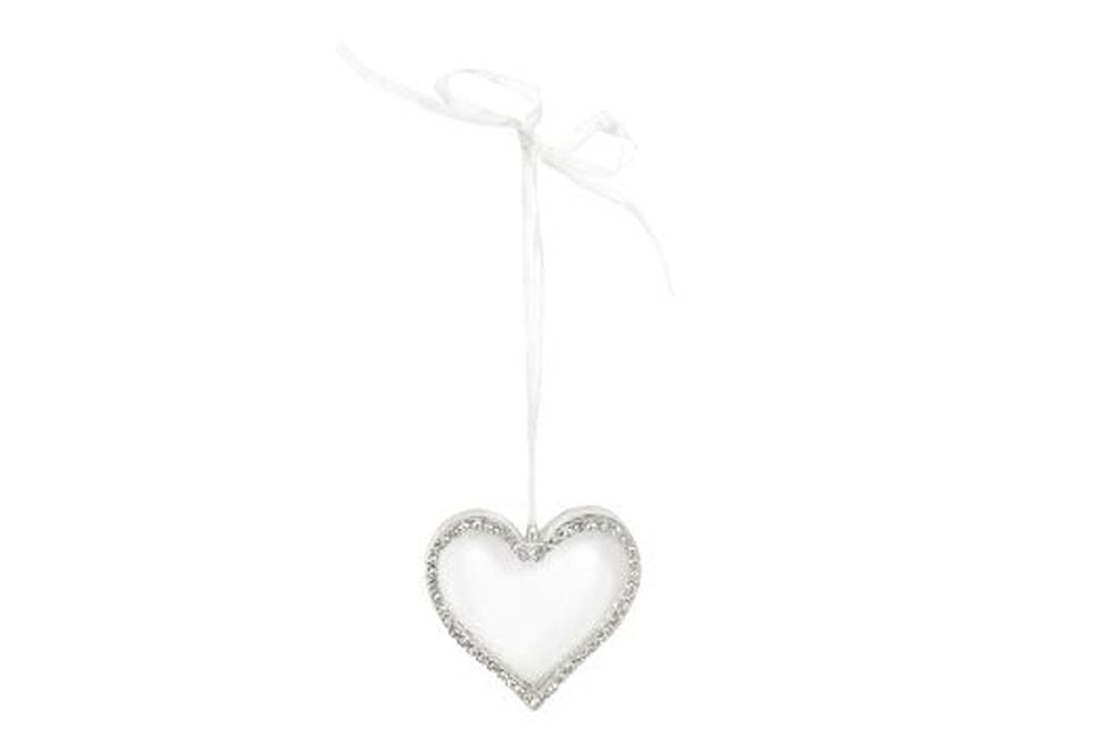 Clear Glass Heart w Diamante Edge Dec