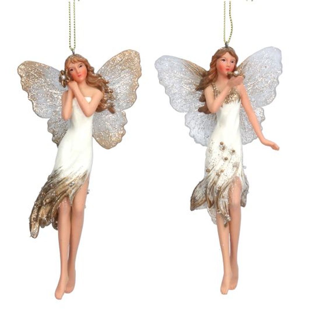 Cream/Gold Resin Tall Fairy Dec