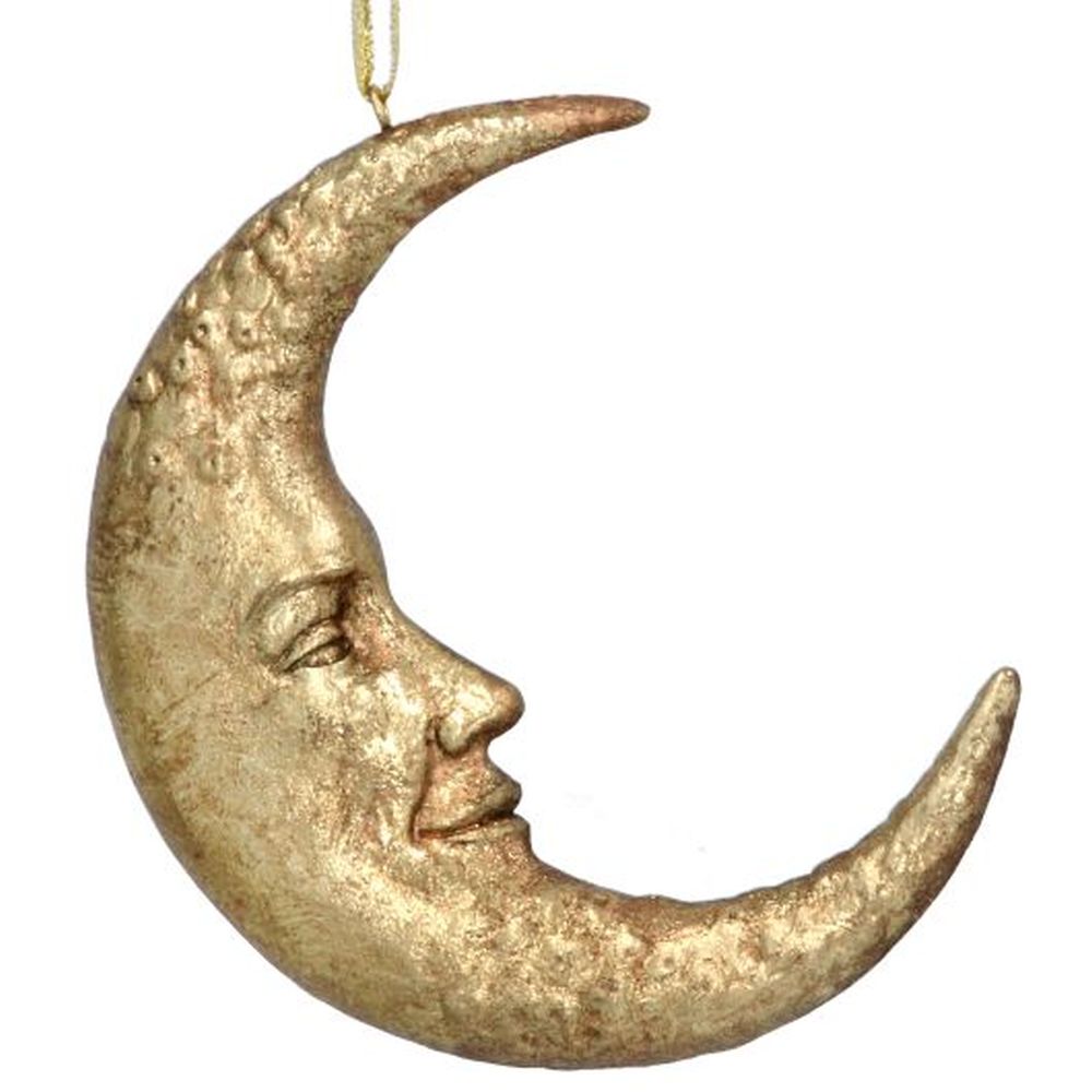 Antique Gold Resin Moon Face Dec