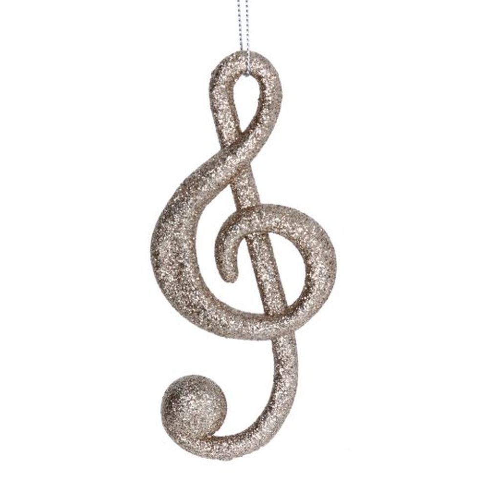 Pale Gold Glitter/Acrylic Music Note Dec