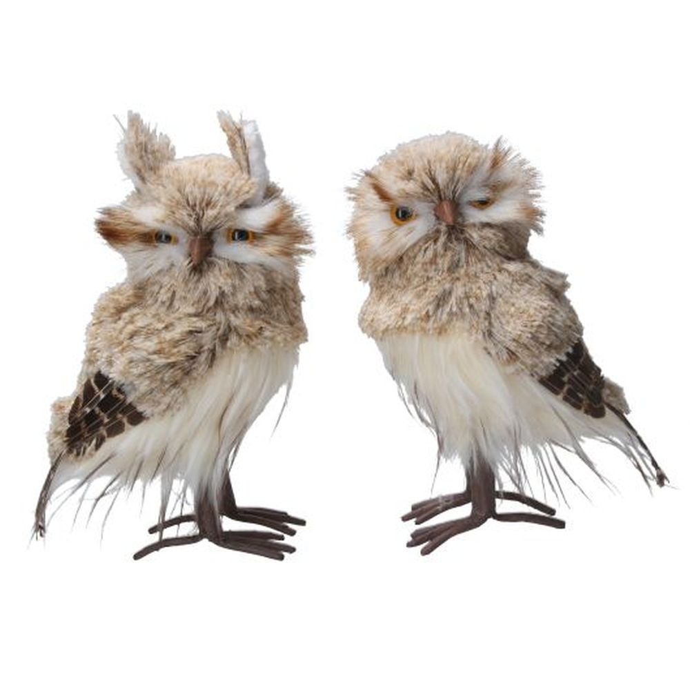 Faux Fur Owl Orn, 2as