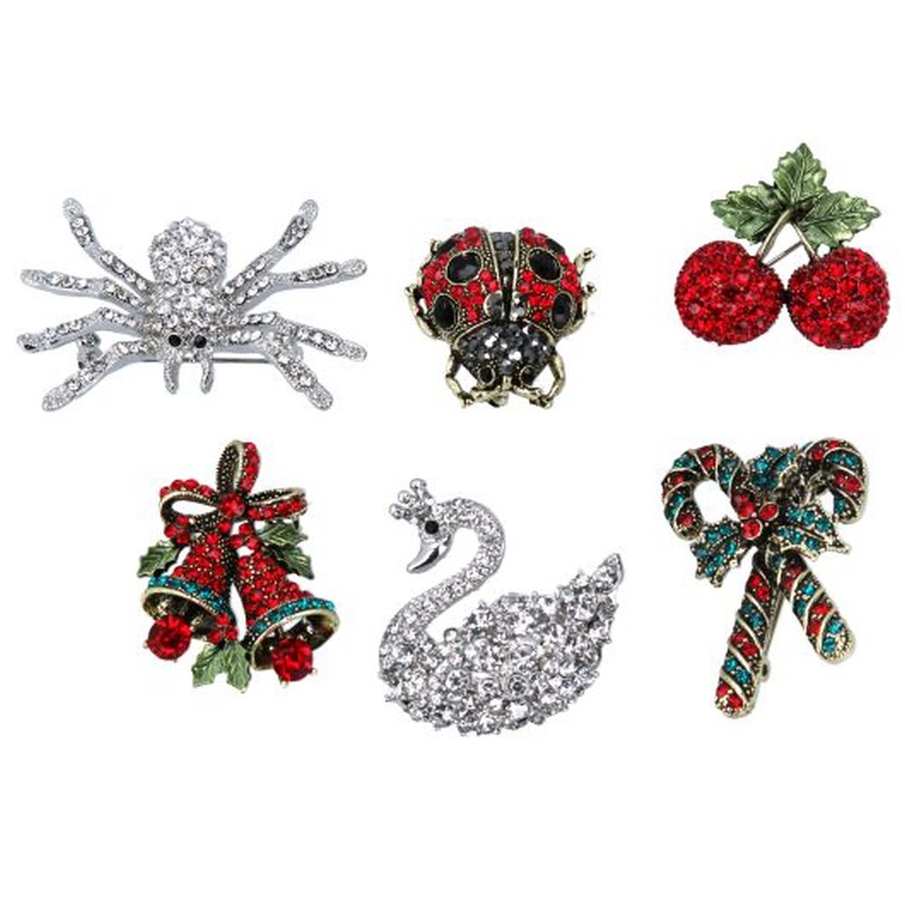 Enamelled/Diamante Brooch, 6as