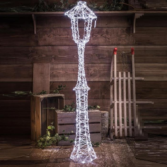 1.5M COLOUR CHANGEABLE WHITE WICKER LAMP POST WITH REMOTE
