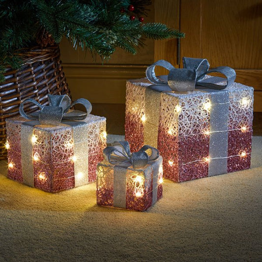 Sparkly Faux Gift Boxes - Pink