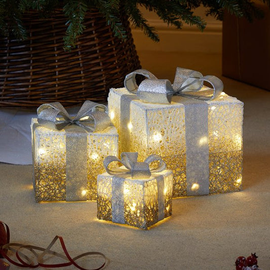 Sparkly Faux Gift Boxes - Gold