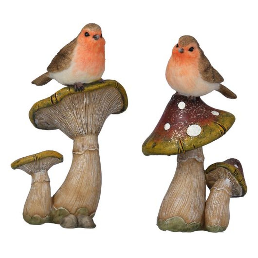 Resin Robin on Toadstool Orn, 2as