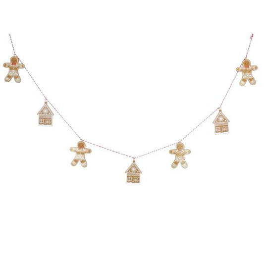 Wood Gingerbread 'Lace' Men/House Garland