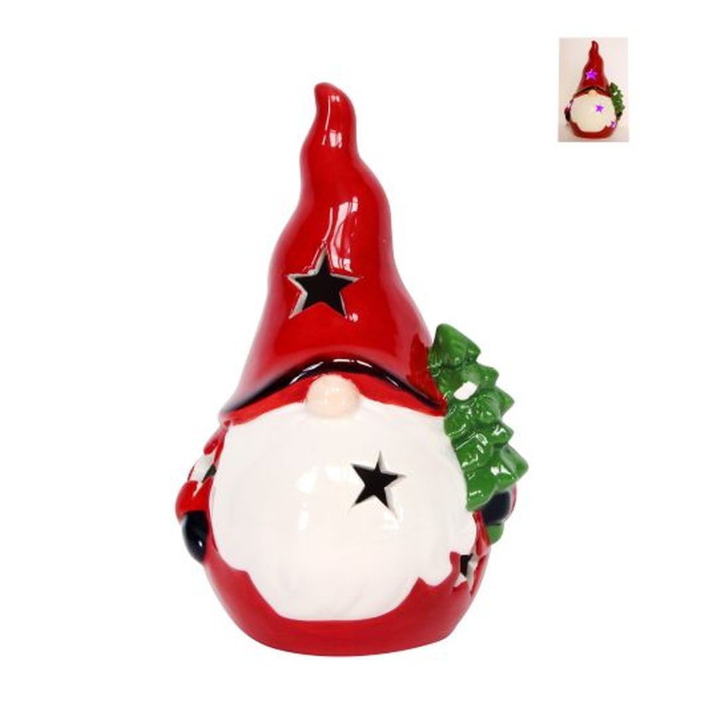 Ceramic LED Nordic Santa Orn, Sml