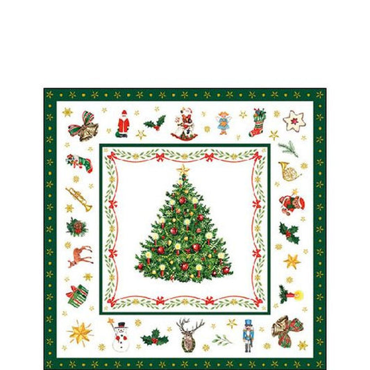Napkin 25 Christmas Evergreen White FSC Mix