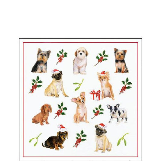 Napkin 25 Christmas Dogs FSC Mix
