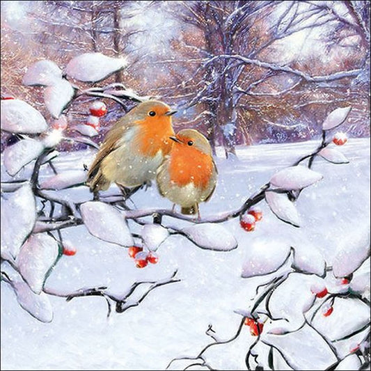 Napkin 33 Robins On Branch FSC Mix