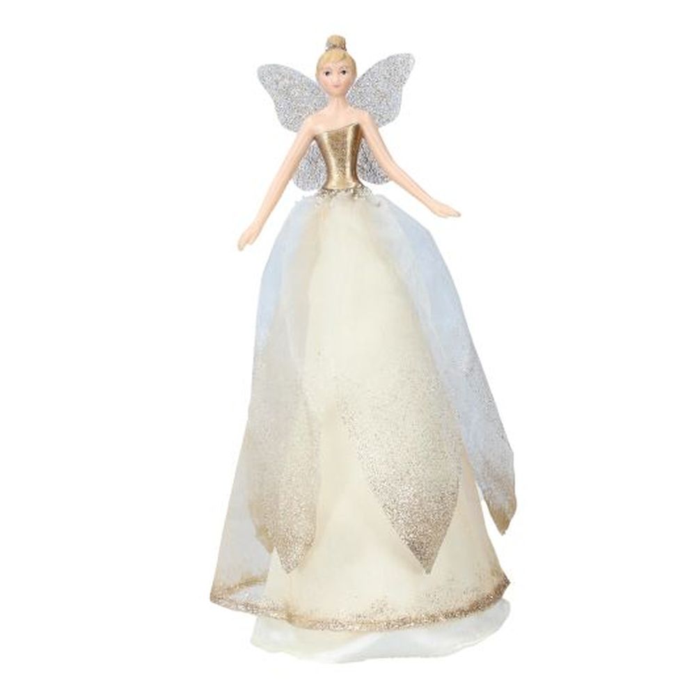 Cream/Gold Tree Top Fairy Orn, Lge
