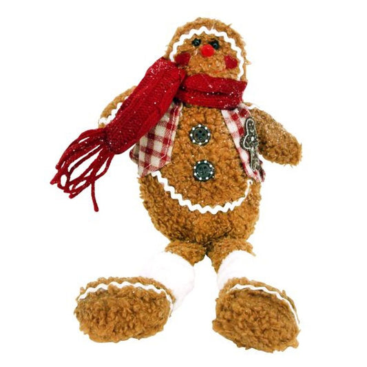 Fabric Gingerbread Man Shelf Sitter Orn, Sml