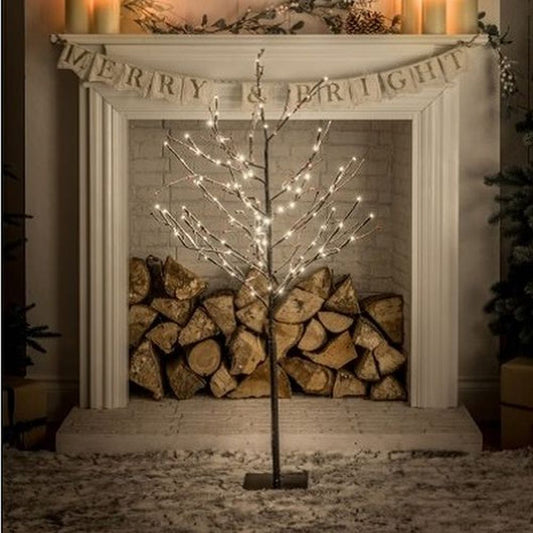 1.2CM WARM WHITE SNOWY TWIG TREE WITH BERRIES