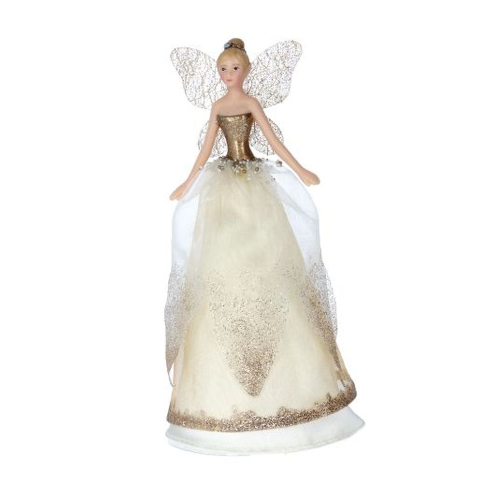 Cream/Gold Tree Top Fairy Orn, Sml