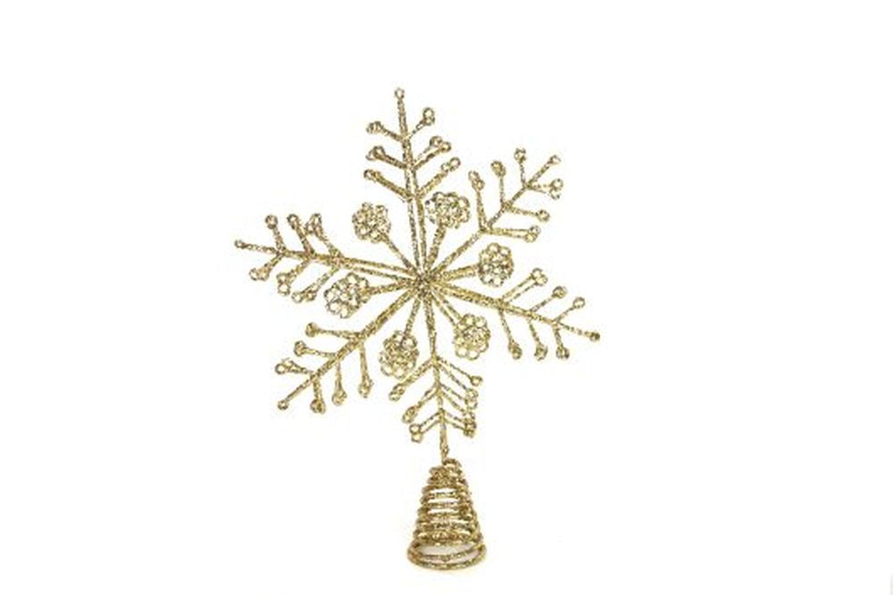 Gold Glitter Wire Snowflake Tree Topper