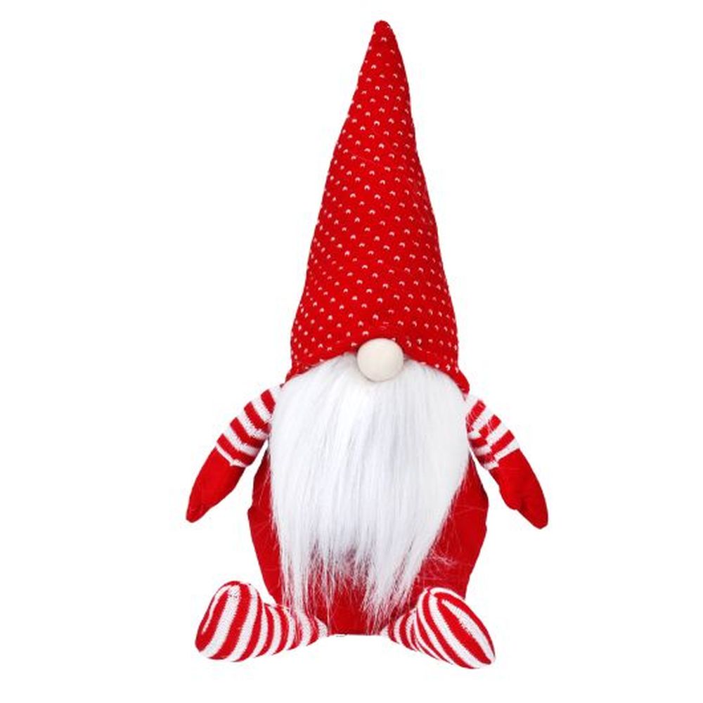 Red/White Nordic Fabric Sitting Santa Orn, Med