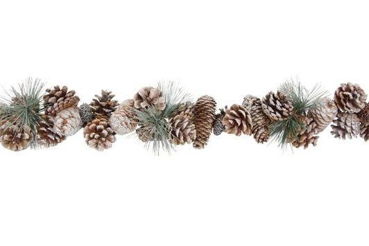 Silver Glitter Cone Fir Garland - 120cm