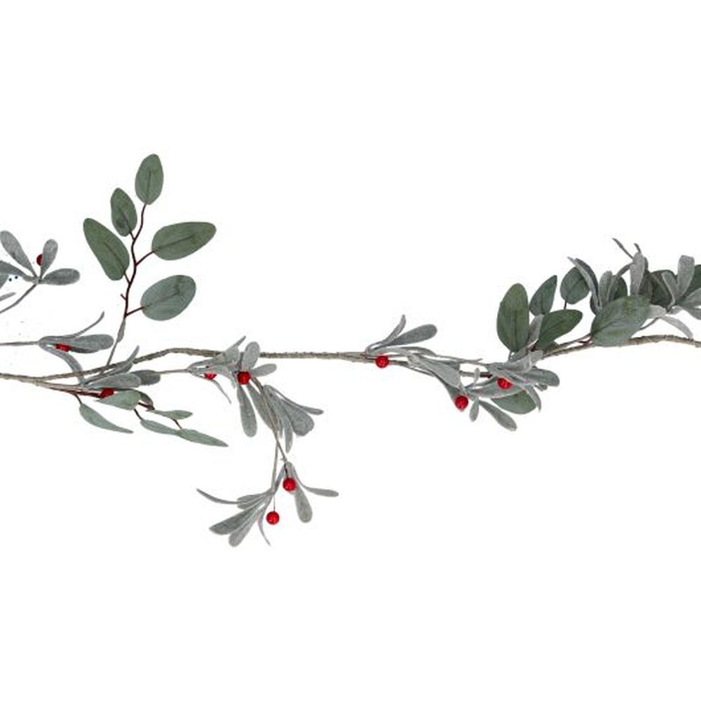 Frosted Leaf/Red Berry Garland
