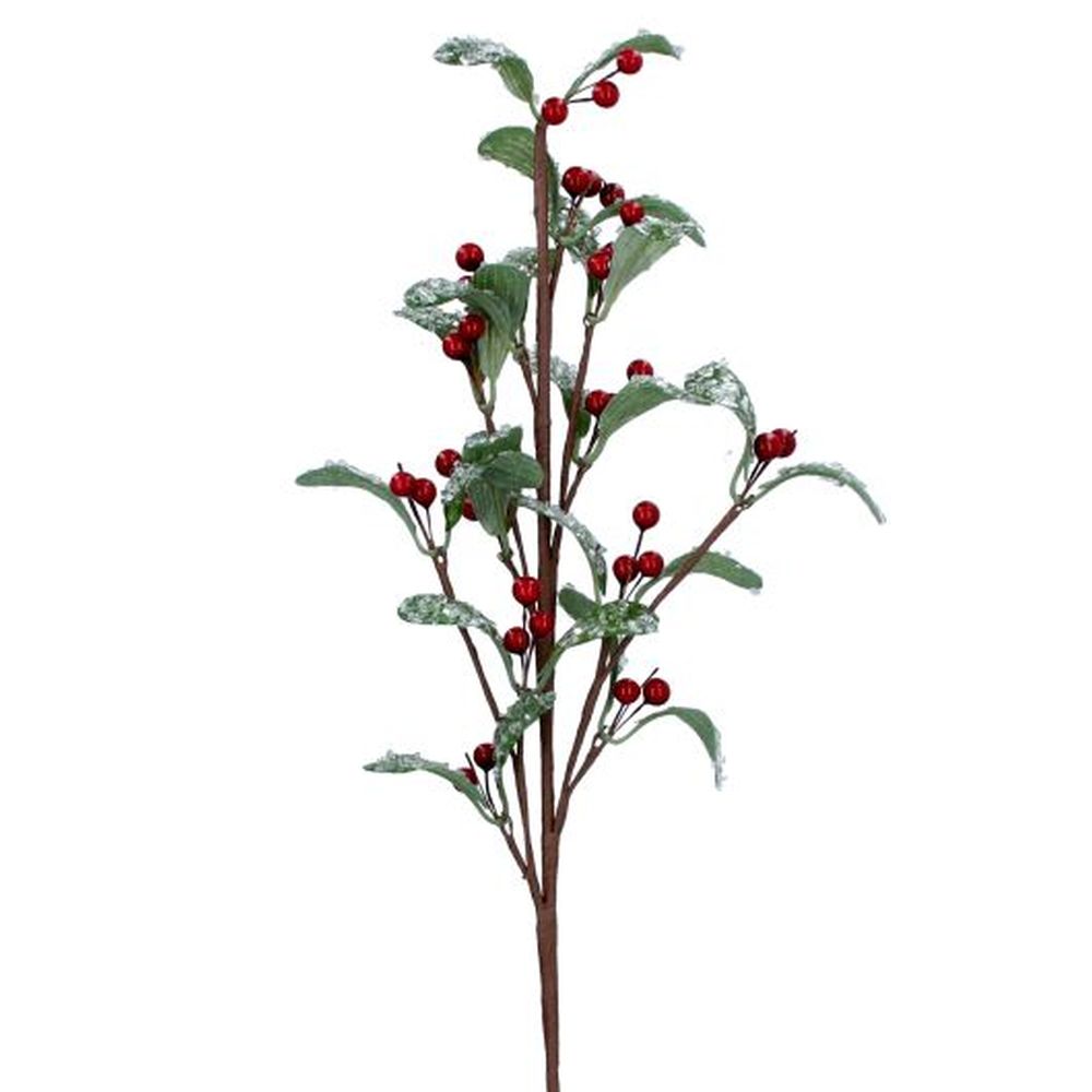 Frosted Leaf/Red Berry Spray