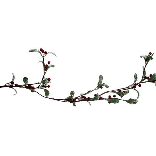 Frosted Leaf/Red Berry Twig Garland